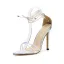 Sexy Silver Laser Evening Party High Heels Womens Sandals 2021 11 cm Stiletto Heels Open / Peep Toe Sandals