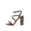 Fashion White Street Wear Snakeskin Print Womens Sandals 2021 Ankle Strap 10 cm Thick Heels Open / Peep Toe High Heels