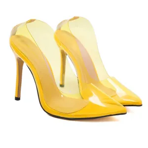 Sexy Yellow Cocktail Party Transparent Pumps 2021 11 Cm Stiletto Heels High Heels Pointed Toe Pumps