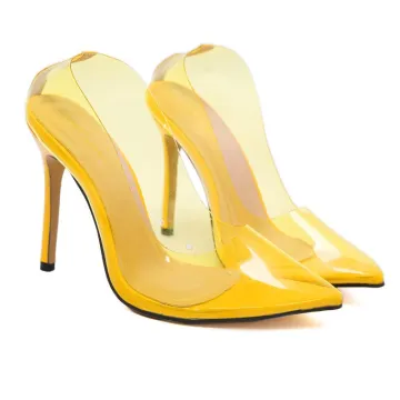 Sexy Yellow Cocktail Party Transparent Pumps 2021 11 Cm Stiletto Heels High Heels Pointed Toe Pumps