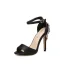 Charmant Schwarz Abend Strass Sandalen Damen 2021 Knöchelriemen 11 cm Stilettos Hochhackige Peeptoes Sandaletten