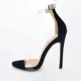 Sexy Noire Soirée Sandales Femme 2021 Bride Cheville 11 Cm Talons Aiguilles Talons Hauts Peep Toes Bout Ouvert Sandales