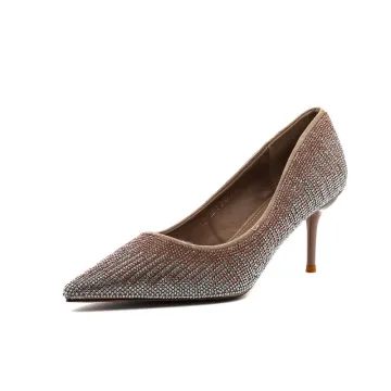 Sparkly Gull Rhinestone Aften Pumps 2021 7 Cm Stiletthæler Høyhælte Spisse Pumps
