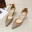 Charmant Gold Abend Strass Sandalen Damen 2021 Knöchelriemen 7 cm Stilettos Spitzschuh Hochhackige