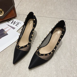 Mode Rivet Noire Transparentes Soirée Escarpins 2021 7 Cm Talons Aiguilles À Bout Pointu Talons Hauts Escarpins