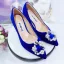 Elegant Royal Blue Evening Party Suede Pearl Pumps 2021 7 cm Stiletto Heels Pointed Toe High Heels