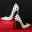 Chic / Beautiful Prom Ivory Spotted Pumps 2021 Satin 12 cm Stiletto Heels Pointed Toe High Heels Pumps