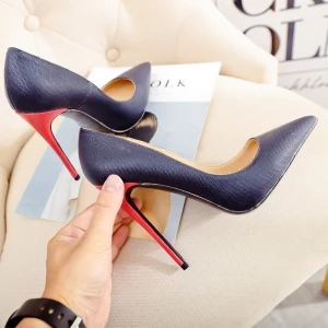 Mode Bleu Marine Cocktail Escarpins 2021 Cuir 12 Cm Talons Aiguilles Talons Hauts À Bout Pointu Escarpins