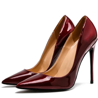 Chic Beautiful Burgundy Cocktail Party Patent Leather Pumps 2021 Leather 12 Cm Stiletto Heels High Heels Pointed Toe Pumps