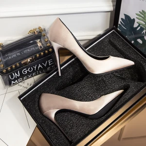 Chic Belle Nues Bureau Ol Escarpins 2021 Cuir 10 Cm Talons Aiguilles À Bout Pointu Talons Hauts Escarpins