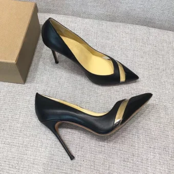 Chic Belle Noire Cocktail Percé Escarpins 2021 Talons Hauts 10 Cm Talons Aiguilles À Bout Pointu Escarpins