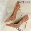 Glittrande Champagne Afton Paljetter Pumps 2021 Högklackade 9 cm Stilettklackar Spetsiga Pumps