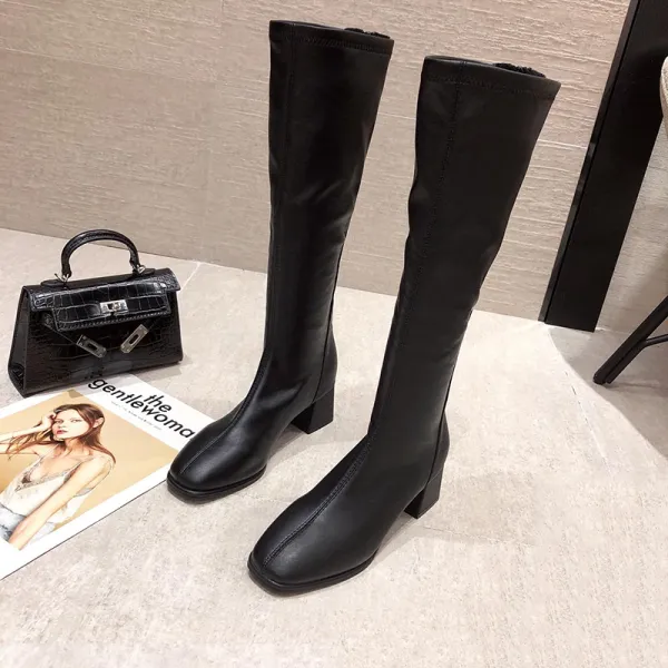 Fashion Winter Black Street Wear Womens Boots 2021 Thick Heels 5 cm ...