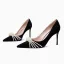 Elegante Zwarte Avond Parel Pumps 2021 Leer 10 cm Naaldhakken / Stiletto Spitse Neus Hoge Hakken Pumps