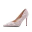 Charmant Tan Soirée Faux Diamant Escarpins 2021 9 cm Talons Aiguilles À Bout Pointu Talons Hauts Escarpins