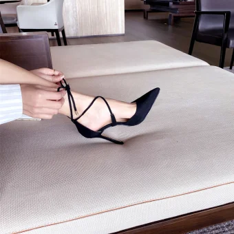 Sexy Black Evening Party Womens Sandals 2021 X Strap 10 Cm Stiletto Heels Pointed Toe Sandals High Heels
