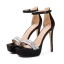 Sexy Schwarz Abend Sandalen Damen 2021 Knöchelriemen 12 cm Stilettos Peeptoes Sandaletten Hochhackige