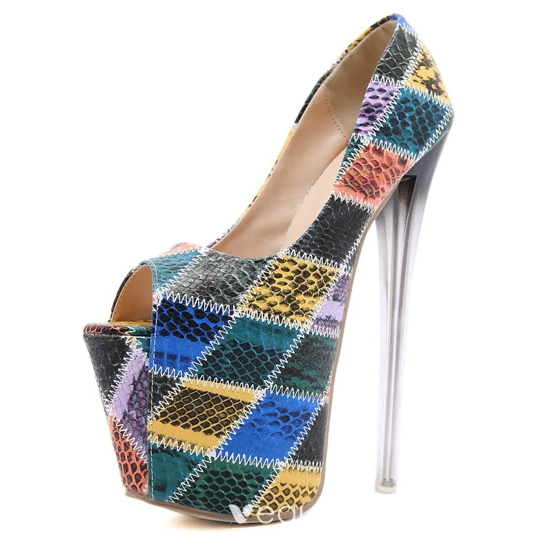 Multi colored peep toe heels shop