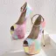 Fashion Multi-Colors Snakeskin Print Rave Club Womens Sandals 2021 Ankle Strap 16 cm Super Stiletto Heels Open / Peep Toe Sandals High Heels