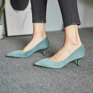 Modest Simple Mint Green Casual Suede Pumps 2021 5 Cm Stiletto Heels Pointed Toe Pumps High Heels