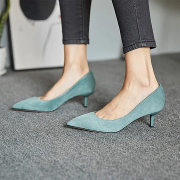 Eenvoudige Limoen Groen Toevallig Suede Pumps 2021 5 Cm Naaldhakken Stiletto Spitse Neus Pumps Hoge Hakken