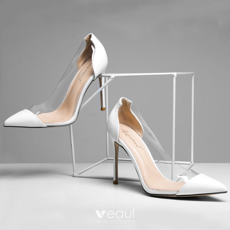 White on sale evening heels