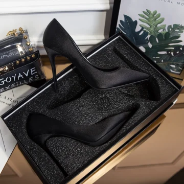 Fashion Black Evening Party Leather Pumps 2021 10 Cm Stiletto Heels Pointed Toe Pumps High Heels