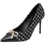 Charmant Noire Soirée Faux Diamant Noeud Escarpins 2021 9 cm Talons Aiguilles À Bout Pointu Escarpins Talons Hauts