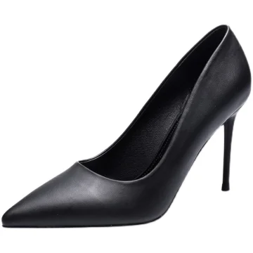 Eenvoudige Zwarte Kantoor Ol Pumps 2021 9 Cm Naaldhakken Stiletto Spitse Neus Pumps Hoge Hakken