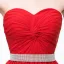 Enkel Rød Chiffon Selskapskjoler 2018 Empire Kjæreste Uten Ermer Rhinestone Sash Lange Buste Ryggløse Formelle Kjoler