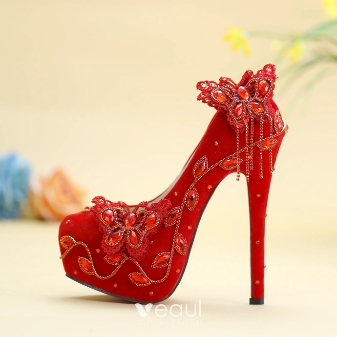 Amazon.com | Crystal Queen White Wedding Shoes Peep Toe Platform High Heel  Sandals Bridal Wedding Heels Pumps Plus Size (35 M EU / 5 B(M) US, White  Tassel) | Heeled Sandals