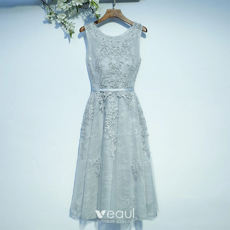 elegant silver lace dress LaDivine CC8801 Silver 6 Sale – The Dress Outlet main image 1