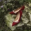 Elegant Red Pearl Rhinestone Wedding Shoes 2021 7 cm Stiletto Heels Pointed Toe Wedding Pumps High Heels