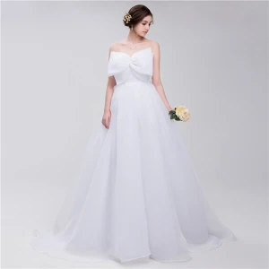 Chic Belle Noire Robe De Mariée 2018 Princesse Organza Noeud Bustier Dos Nu Sans Manches Longue Mariage