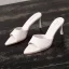 Sexy Freizeit Beige Strass Pantolette & Flip-Flops 2021 7 cm Stilettos Peeptoes Sandalen Damen