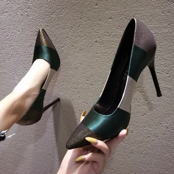 Chic Beautiful Multi Colors Glitter Pageant Pumps 2021 10 Cm Stiletto Heels Pointed Toe Pumps High Heels