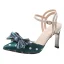 Charmant Grün Abend Geflecktes Schleife Sandalen Damen 2021 8 cm Stilettos Spitzschuh Sandaletten Hochhackige
