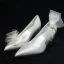 Classic Ivory Tulle Bow Pearl Wedding Shoes 2021 Leather 8 cm Stiletto Heels Pointed Toe Wedding Pumps High Heels