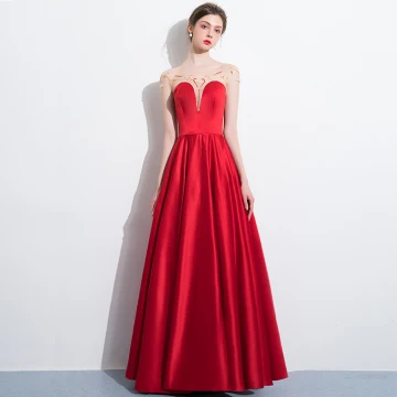 Chic Belle Rouge Robe De Soirée 2018 Princesse Paillettes Encolure Dégagée Dos Nu Manches Courtes Longue Robe De Ceremonie