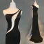 Sexy Noire Robe De Soirée 2018 Trompette / Sirène Transparentes Une épaule Sans Manches Train De Balayage Robe De Ceremonie