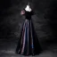Vintage / Retro Black Starry Sky Multi-Colors Prom Dresses 2025 A-Line / Princess Square Neckline Short Sleeve Backless Floor-Length / Long Prom Formal Dresses