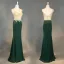 Chic / Beautiful Dark Green Evening Dresses  2018 Trumpet / Mermaid Handmade  Beading Crystal Rhinestone V-Neck Backless Sleeveless Floor-Length / Long Formal Dresses