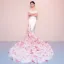 Elegante Ivory / Creme Brautkleider 2018 Mermaid Blumen Schleife Eckiger Ausschnitt Rückenfreies Kurze Ärmel Kapelle-Schleppe Hochzeit