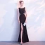 Elegante Schwarz Abendkleider 2018 Mermaid Pailletten Gespaltete Front Rundhalsausschnitt Ärmellos Lange Festliche Kleider