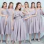 Simple Gris Robe Demoiselle D'honneur 2018 Princesse Sans Manches Dos Nu Thé Longueur Robe Pour Mariage