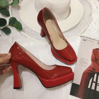 Elegant Red Prom Patent Leather Snakeskin Print Pumps 2021 Leather 9 Cm Stiletto Heels Pointed Toe Pumps High Heels