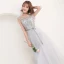 Abordable Gris Robe Demoiselle D'honneur 2018 Princesse En Dentelle Noeud Dos Nu Longueur Cheville Robe Pour Mariage