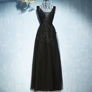 Chic Belle Robe De Ceremonie 2017 Dentelle Fleur Paillettes Lanières V Cou Sans Manches Longue Empire Robe De Soirée