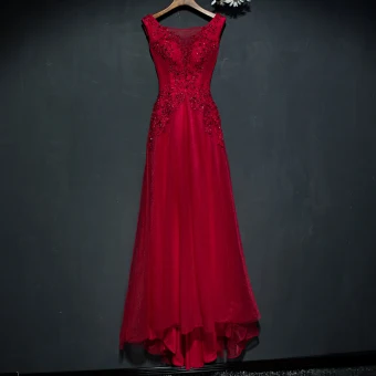 Chic Beautiful Red Formal Dresses Evening Dresses 2017 Lace Flower Sleeveless Square Neckline A Line Princess