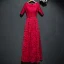 Chic / Belle Rouge Robe De Ceremonie 2017 En Dentelle Fleur Encolure Dégagée 1/2 Manches Longueur Cheville Princesse Robe De Soirée